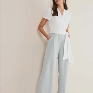 Elegant White and Blue Jumpsuit